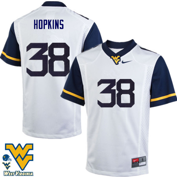 NCAA Men's Jamicah Hopkins West Virginia Mountaineers White #38 Nike Stitched Football College Authentic Jersey FG23B80YR